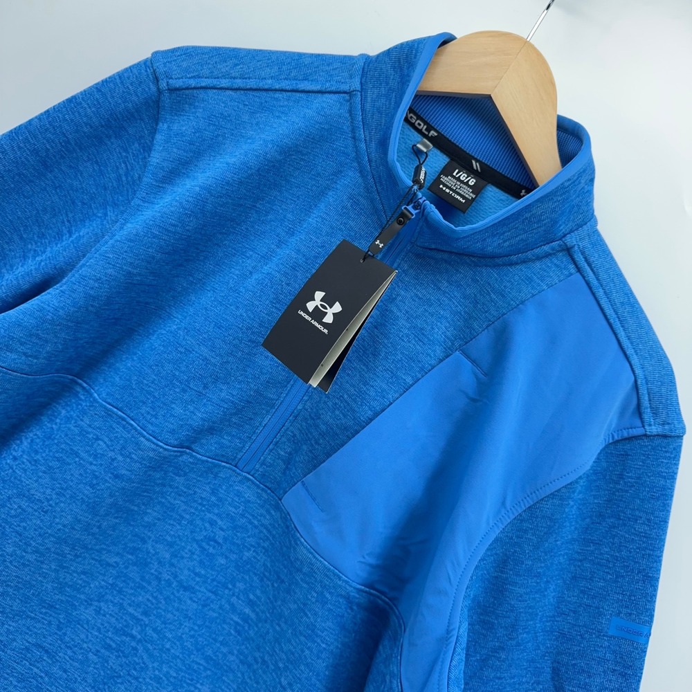 Under Armour Storm Drive SweaterFleece Mens Large Blue 1/2 Zip Golf Pullover